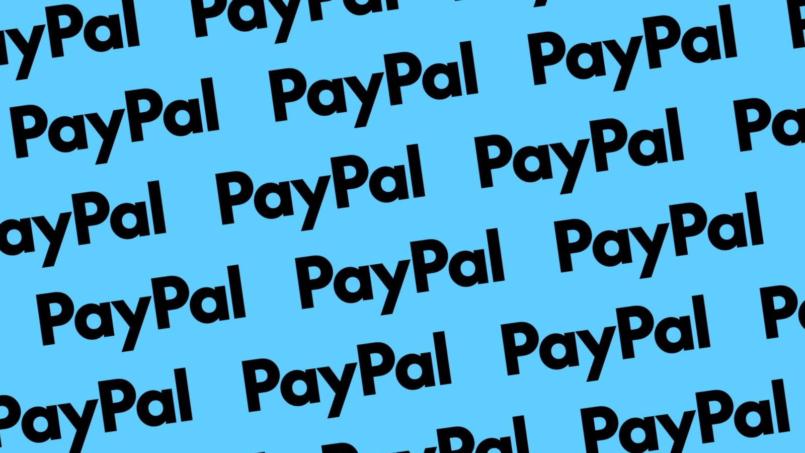 A repeating pattern of Paypal's new logo design on a blueground at an oblique angle