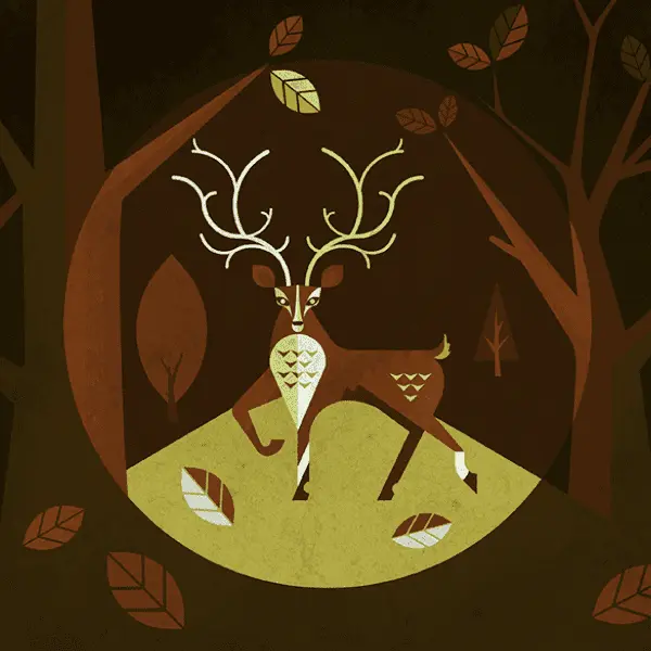 Thumbnail for Luminous Path Films showing part of an illustration of a stylized deer in the headlights