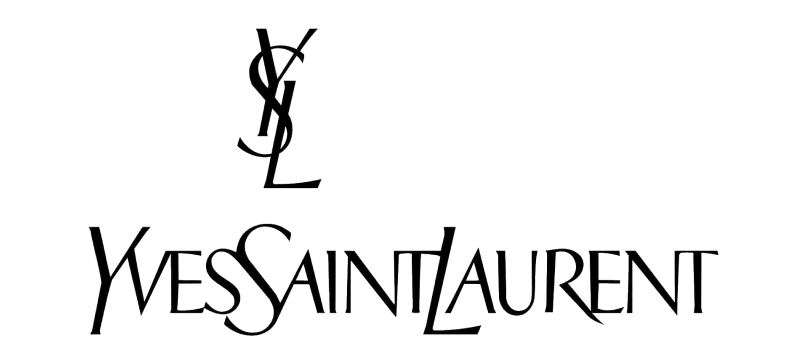 Yves Saint Laurent's original logo featuring an elegant, intertwined 'YSL' monogram in a stylized serif typeface above the full wordmark